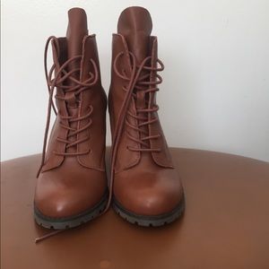 Brown lace up booties 5